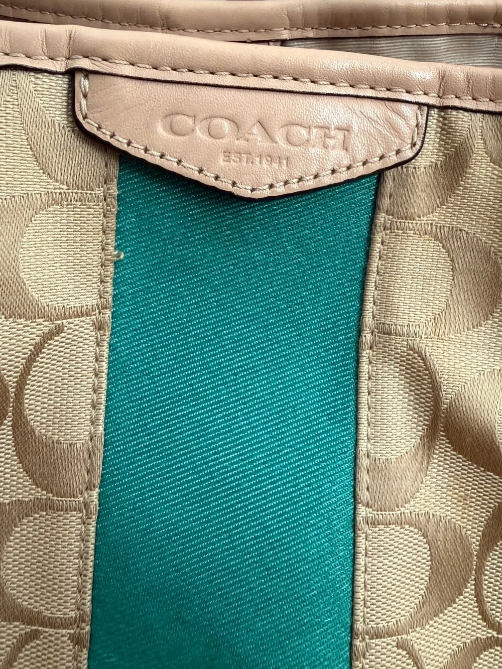 Coach Signature Stripe Drawstring Carryall Bag